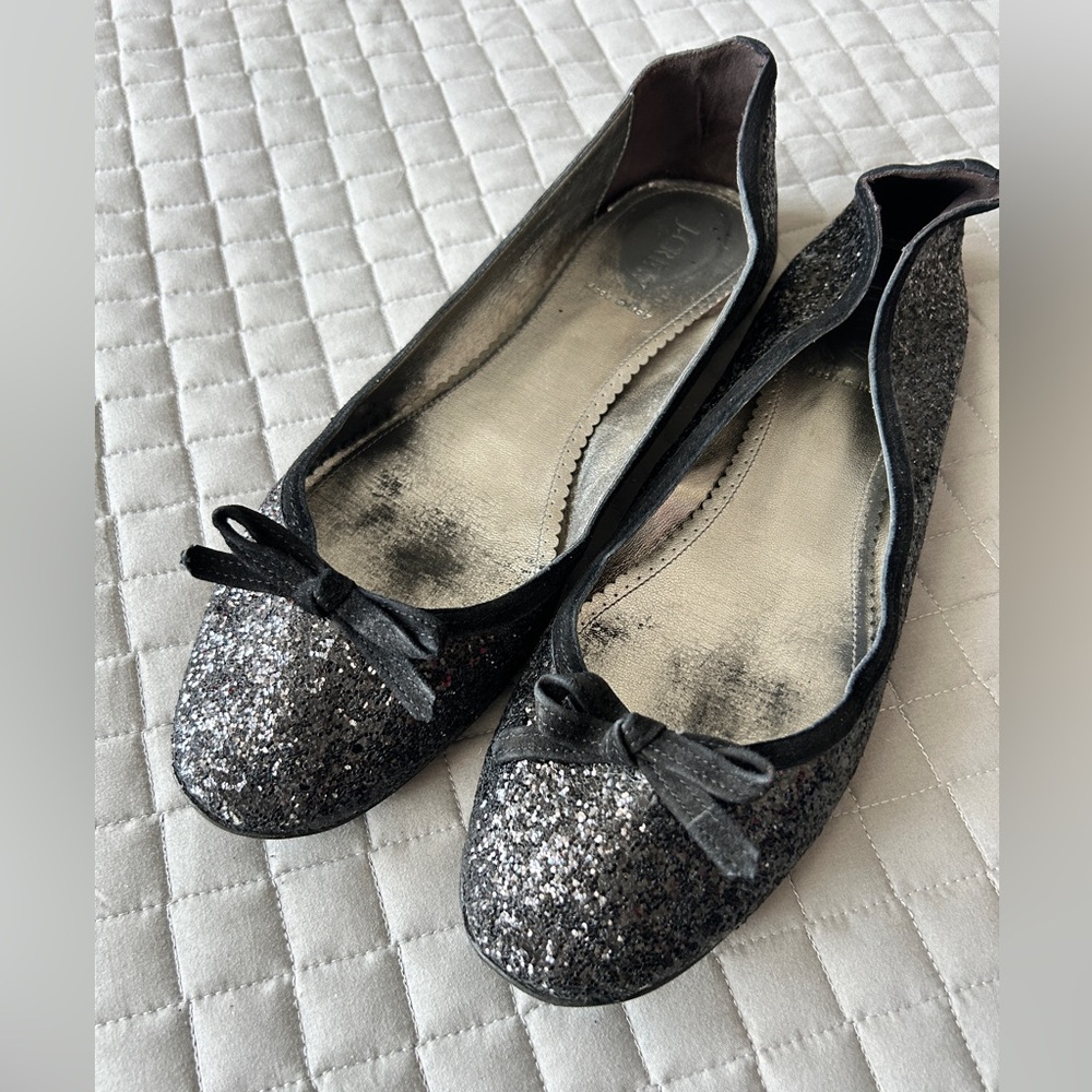 Vintage J. Crew Glittery Black Ballet Flats (Rare!)